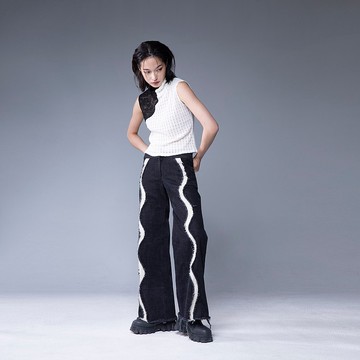 Aman No.75 海波浪牛仔褲 黑海款