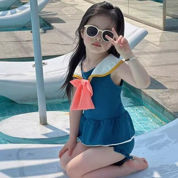 ❤️AL❤️ 女童泳衣 女童泳裝 兒童泳衣套裝 新款夏季粉色蝴蝶結女童分體泳裝女寶寶游泳衣海邊速幹防曬泳衣潮