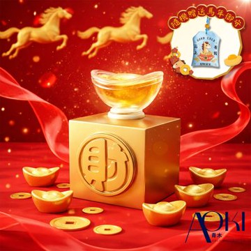 【AOKI青木】純金9999黃金擺件 馬上轉錢・開運元寶 金重0.5G 隨機贈送馬年御守