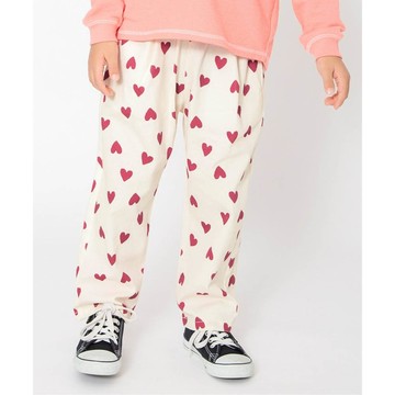 日本 BREEZE - 時尚印花休閒廚師褲-愛心-米白