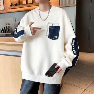 M-8XL 重磅新款慵懶時尚文藝韓系流行潮流美式圓領衛衣男 長袖T恤男女 青少年衛衣 情侶衛衣男女 印花長袖T恤 大學T