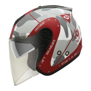 THH 安全帽 T386N 海軍 平光紅灰 內墨鏡 金屬排齒扣 抗UV400 耳機曹 半罩