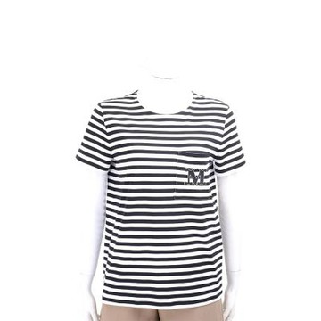 Max Mara MXMOBOLI M字黑白條紋圓領純棉短袖TEE T恤