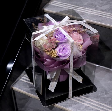 華麗玫瑰香皂花禮盒-紫色系