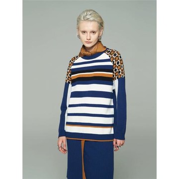 原創設計師Lou de Nannan秋冬推薦通勤學院海魂條紋插肩袖毛衣