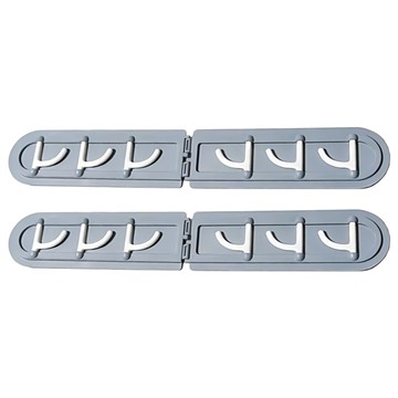 E dot 壁掛式轉角掛勾 - 可折疊6連勾 自帶背膠 旋轉  灰色  2組