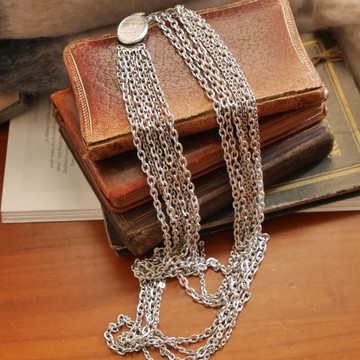 老又好古董Vintage銀色漸層多鍊項鍊  N826