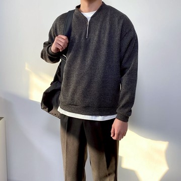 正韓微立領半拉鍊羅紋針織上衣 9色 YUPPIE 預購商品 0212