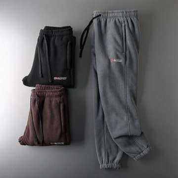 羊羔絨褲子男冬季加絨加厚搖粒絨抓絨褲外貿出口尾單男裝休閑衛褲