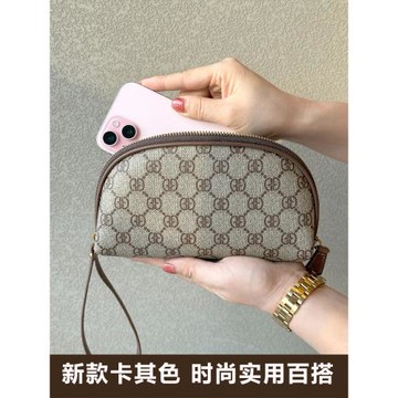 品牌真皮手拿包女包2025新款時尚洋氣老花字母手機包軟皮零錢包