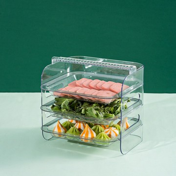 備菜盤 配菜防塵架 配菜盤 廚房多層配菜盤高顏值菜神器透明分層備菜置物架收納配菜架