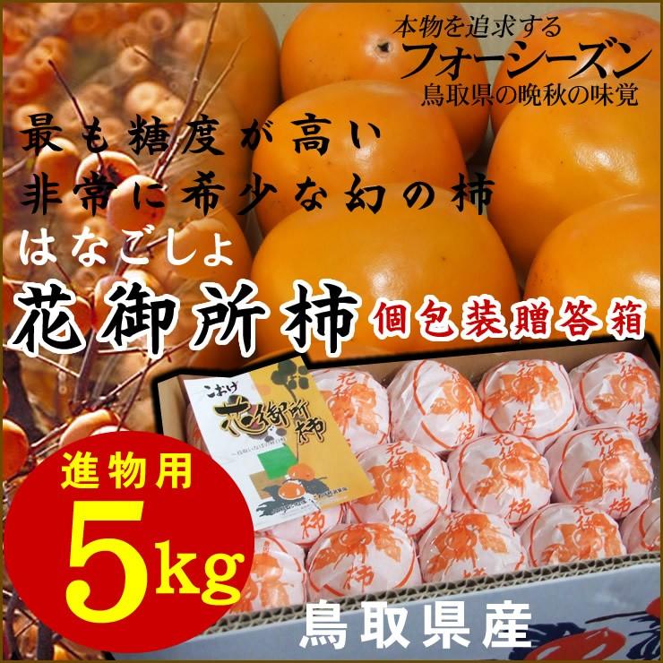 柿 かき こおげ 花御所柿 進物用 Ｌ-4Ｌ混じり ５ｋｇ 送料無料 鳥取県特産品 常温 はなごしょ かき