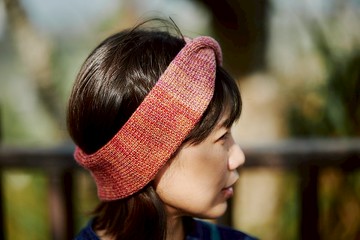 扭轉拼色羊毛混紡髮帶/圍脖-花季