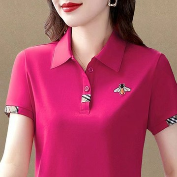 翻領上衣 短袖 polo衫 大碼女裝 polo領 上衣女 休閑 t恤女 短袖上衣 短袖t恤 大尺碼上衣 媽媽裝