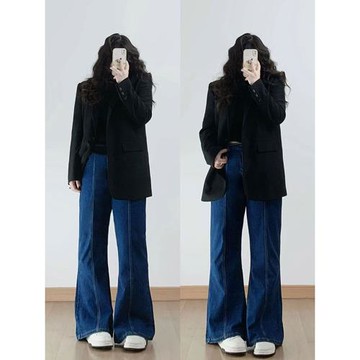 300斤大碼女裝微喇牛仔褲女2025新款褲子胖mm梨型顯瘦喇叭褲女褲