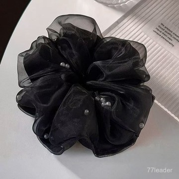💰超值好貨⏰限時搶購大號珍珠歐根大腸髮圈簡約頭繩髮繩新款高端超僊頭花頭飾髮飾頭圈 LD2X