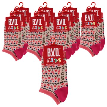 B.V.D. 兒童款 復古小山踝襪  桔色  17~21cm