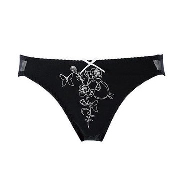 【羅絲美 Rosemaid】蝶舞玫瑰三角褲 - 飛揚黑【71430-99】