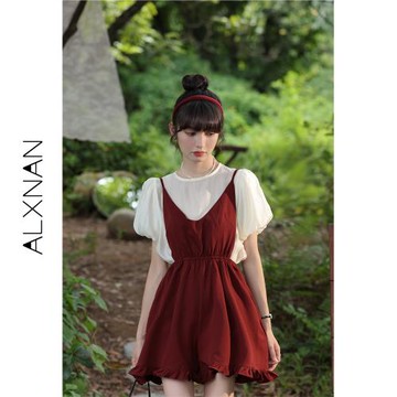 鹿向南《櫻桃丸子》吊帶連體褲套裝女夏季2025新款小眾設計背帶褲