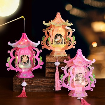 洛陽牡丹 2026兒童手提燈籠中秋節燈籠手工diy材料包古風宮燈