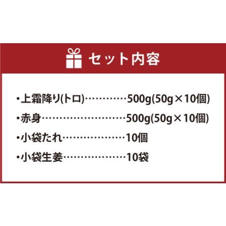 ふるさと納税 熊本 馬刺し 上霜降り (トロ) 500g ＋ 赤身 500g 合計1kgセット 熊本県 高森町 冷凍 熊本県高森町