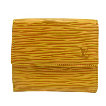 【二手名牌BRAND OFF】LOUIS VUITTON LV 路易威登 黃色 Epi 水波紋 三折短夾 M63489