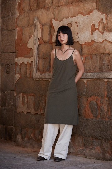 復古文青 棉麻針織做舊連身裙