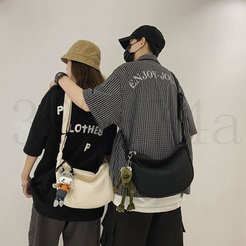 臺灣出貨潮牌斜挎包男士帆布包單肩包男生輕便百搭揹包小挎包日系斜跨包包