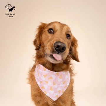 【the paws】粉紅冰淇淋甜筒 純棉寵物領巾 毛孩三角巾 貓狗通用 峇里島手工｜尺寸任選