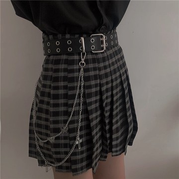 蝴蝶金屬鏈條裝飾雙排扣皮帶女流行時尚配jk連衣裙子牛仔褲腰帶酷