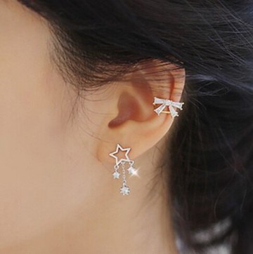 925純銀耳環鑲鑽耳飾-精美星星精選母親節生日情人節禮物女飾品73ag95【獨家進口】【米蘭精品】