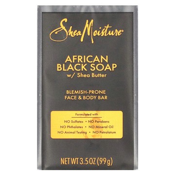 SheaMoisture, 面部瑕疵和身體護理，非洲黑皁和乳木果油，3.5 盎司（99 克）