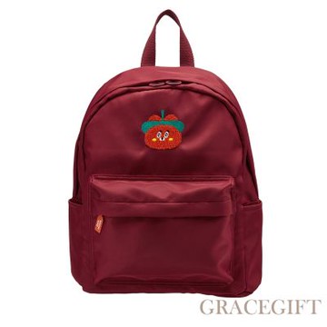 【Grace Gift】Wasabi Bear-辣椒醬熊吊牌輕便尼龍後背包 正紅