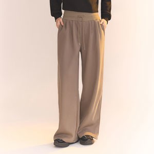 美式街頭高腰束繩寬腿休閒褲