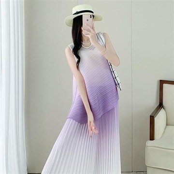 【巴黎精品】現貨+預購 三宅風上衣褶衣褶皺套裝女上衣長裙折衣彈力女裝顯瘦摺衣大碼-春夏季2色a1jv13