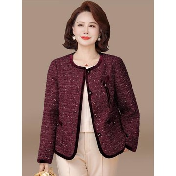 中年媽媽秋裝外套氣質小香風中老年女裝春秋洋氣上衣喜婆婆婚宴裝
