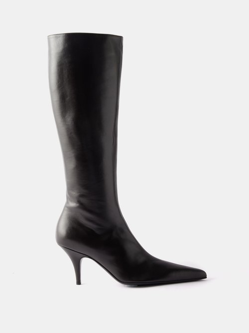 The Row - Sling Leather Knee-high Boots - Womens - Dark Brown