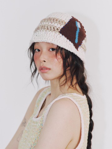Handcrafted Knit Patch Bucket Hat