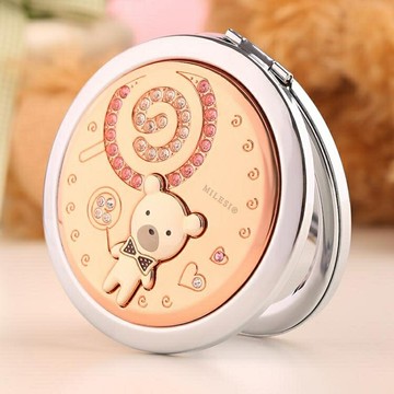 便攜化妝鏡女創意隨身迷你公主金屬化妝小鏡子雙面折疊鏡 99購物節