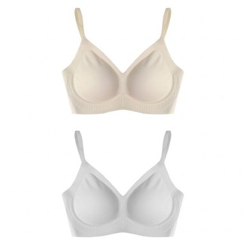 SOFT LIGHT 穩穩雙V半固定式無痕內衣2件組 5320  膚色 + 淺灰色  XXL