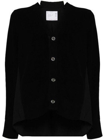 sacai - panelled cotton cardigan - women - Cotton/Polyester/Cotton - 3 - Black