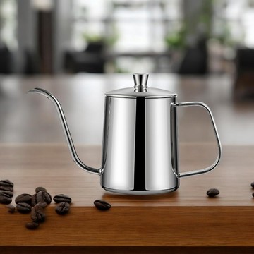 手沖咖啡壺有刻度  / 600ml /拋光銀