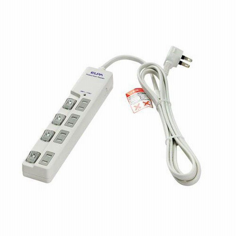 人気ブランドを 新品 エルパ 耐雷サージ LEDスイッチ付タップ 4個口 2m