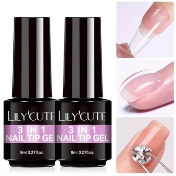 LILYCUTE 3 合 1 軟凝膠尖端粘合劑用於丙烯酸指甲浸泡基礎凝膠 UV 建築指甲凝膠假指甲尖端凝膠 8 毫升
