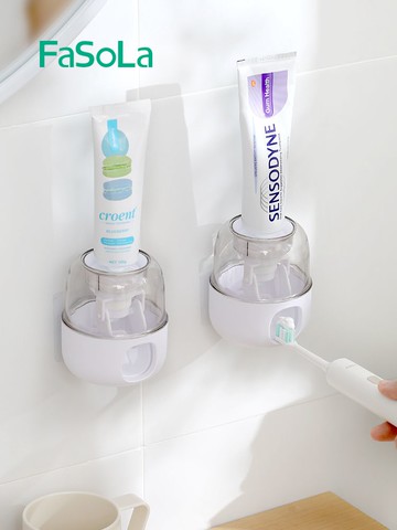 全自動擠牙膏神器壁掛式免打孔懶人牙膏擠壓器套裝家用牙刷置物架