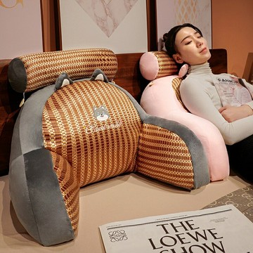 夏季涼蓆床頭靠墊軟包靠背枕辦公室久坐護腰椅墊學生床上看書沙發