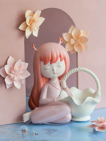 漢服鹿女孩北歐輕奢花瓶擺件客廳插花餐桌干花藝臥室電視柜裝飾品