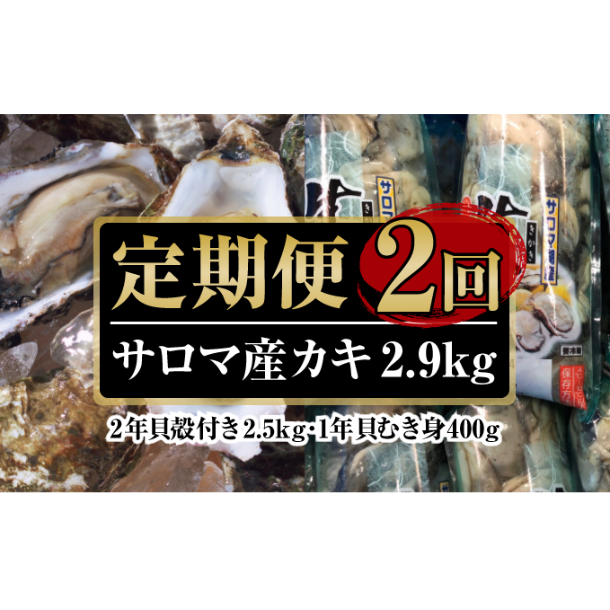 カキ 殻付き2年貝 約2.5kg・むき身1年貝 400g セット 佐呂間産 ［2回定期便］ 牡蠣 海鮮 魚介 定期便