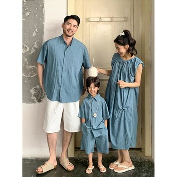 家庭親子裝襯衫韓風寬松休閑洋氣炸街母子母女裝連衣裙度假風洋氣