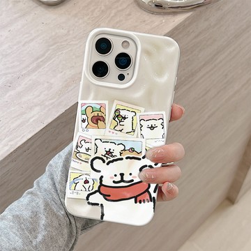 高級隕石紋防摔軟殼 小白狗照片 精準大孔開孔 iPhone11 12 13 14 15 16 17ProMax手機殼